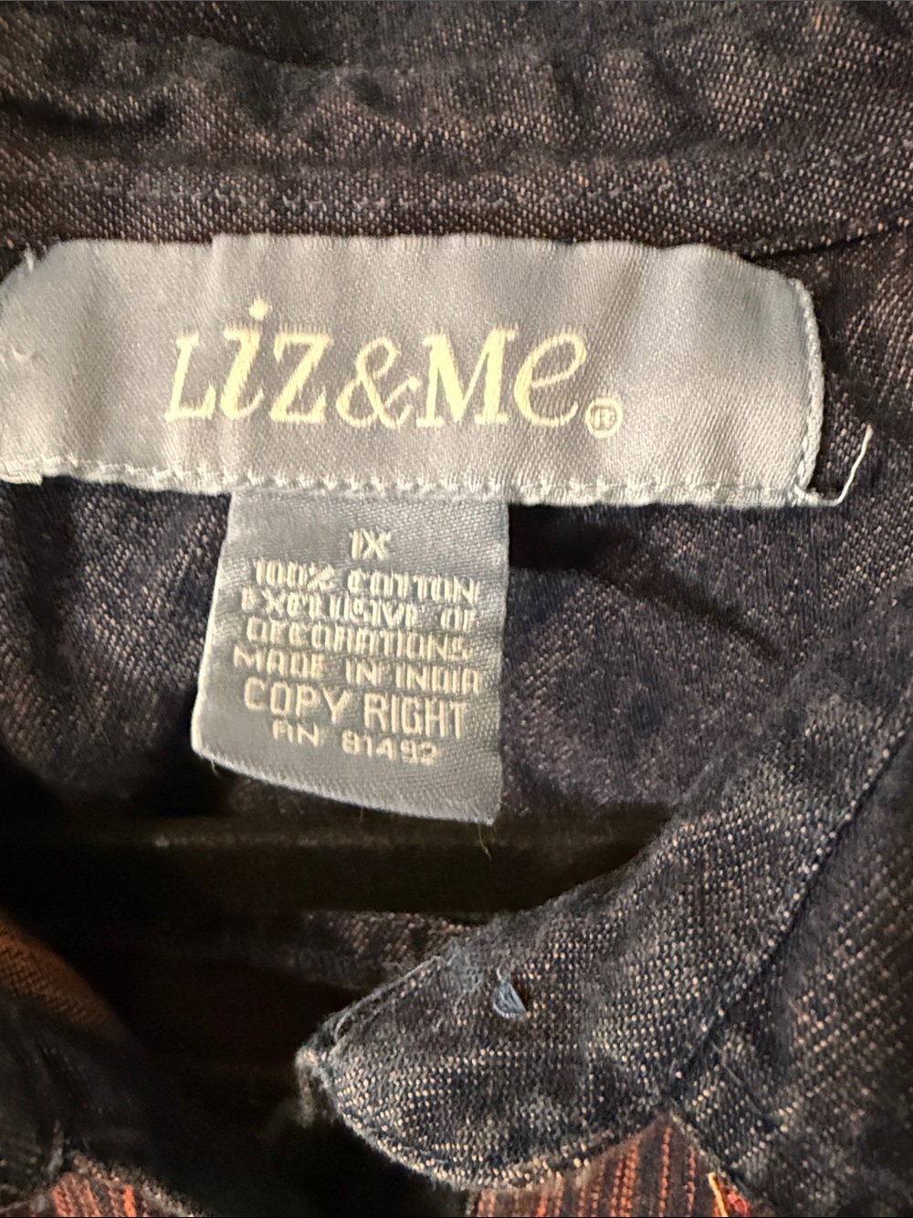 Vintage Liz & Me Embroidered Floral Button-Up Denim Shirt/jacket embroidered - Picture 3 of 9